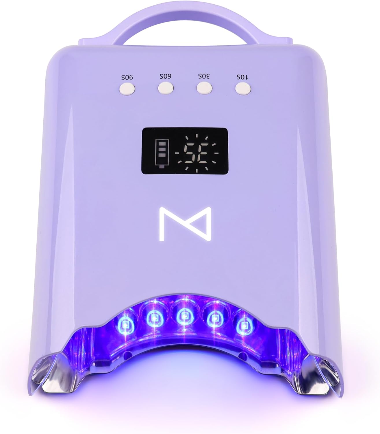 M - NEO Cordless & Rechargeable Nail Curing Lamp 78W with 4 LCD Time Display Timer, Auto Sensor, and Spacious Interior for All Hand Sizes and Nail Lengths (Violet)