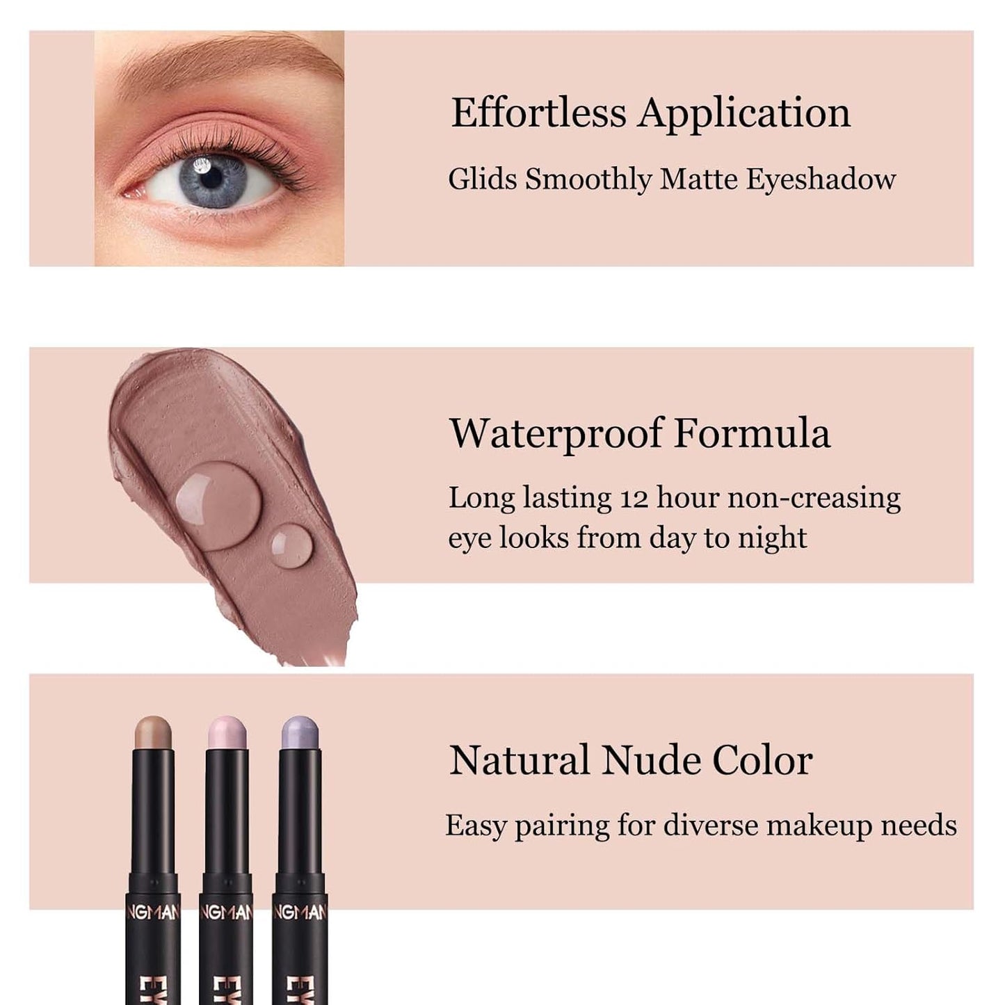 Neutral Eyeshadow Stick Cream Eyeshadow Pencil Makeup, High Pigmented Crease-proof Eye Shadow Brightener Stick, Hypoallergenic Waterproof Long Lasting Eye Highlighter stick(21# Gray Brown Matte)