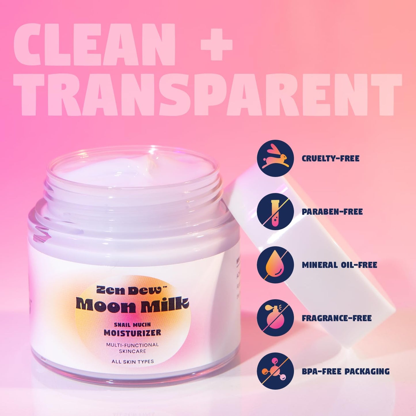 Moon Milk Snail Mucin Moisturizer Gel Cream 3.52 Oz - Blue Light Skin Defense - Korean Snail Mucin Serum Cream that Replenishes Moisture & Leaves Skin Brighter, Plumper, Soothed & Smooth