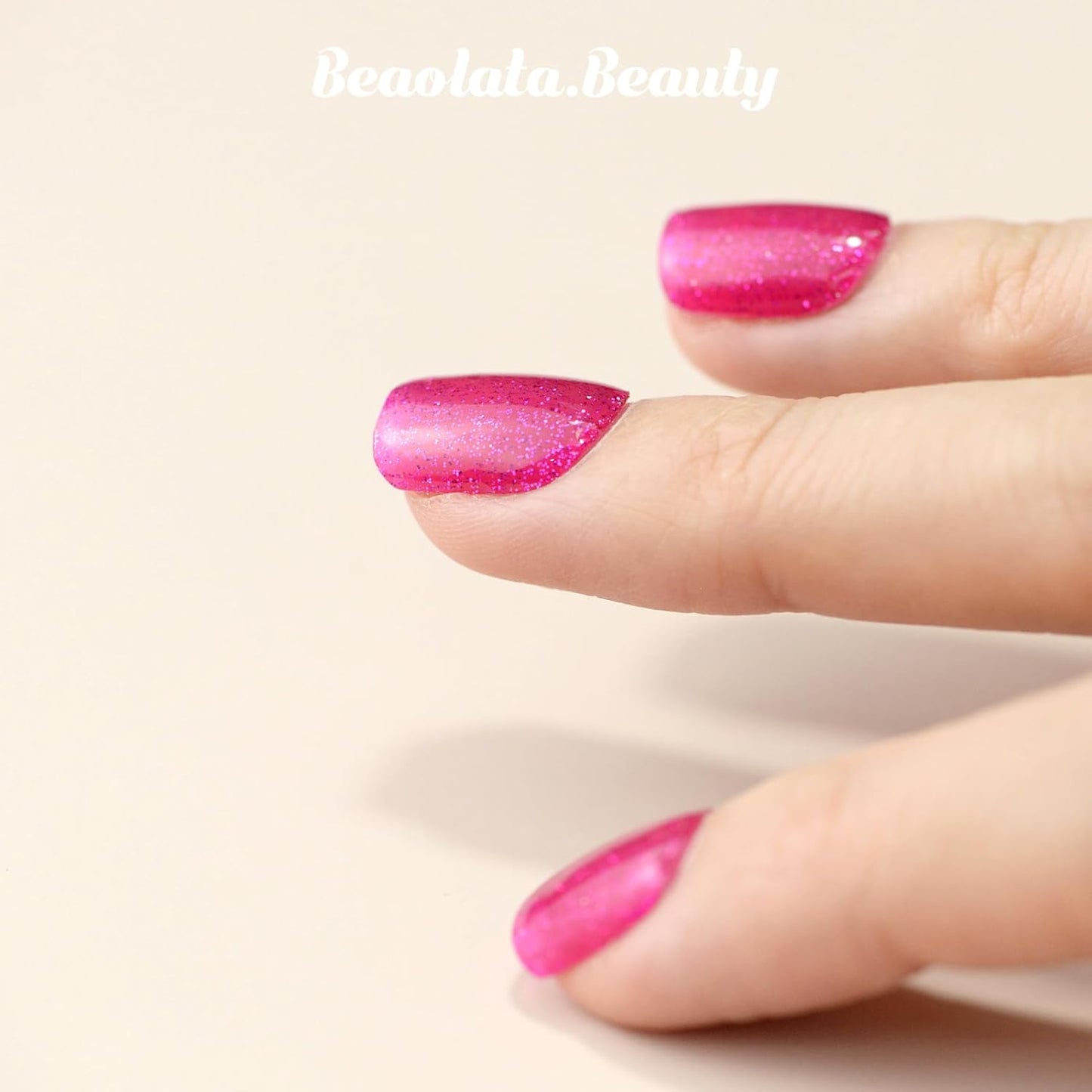 Nail Polish Strips, 32PCS Salon Quality Wraps, Long Lasting Gel Nail Stickers for Women Easy Apply& Remove (Fuschia Box Pink)