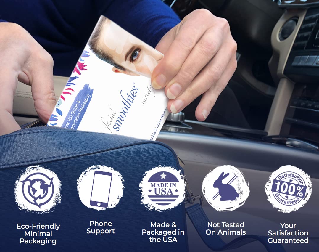 Smoothies Triangle Wrinkle Patches for Face Overnight - Facial Patches for Elevens, Crows Feet and Lip Lines, 144 Count per Box - Made in the USA