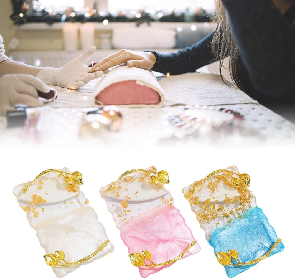 Resin Nail Art Palette, Nail Art Painting Palettes with Nail Palette Stirring Rod Gold Edge Nail Holder Nail Art Display Board Fashion Delicate Nail Tool Accessories, Type 3