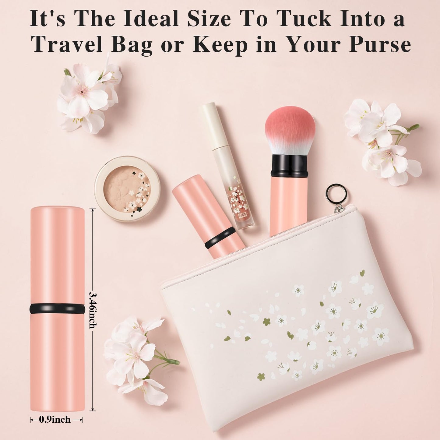 Falliny Retractable Makeup Brush, Travel Kabuki Face Blush Brush, Portable Powder Foundation Sunscreen Brush with Cover for Blush, Bronzer, Buffing, Flawless Powder Cosmetics