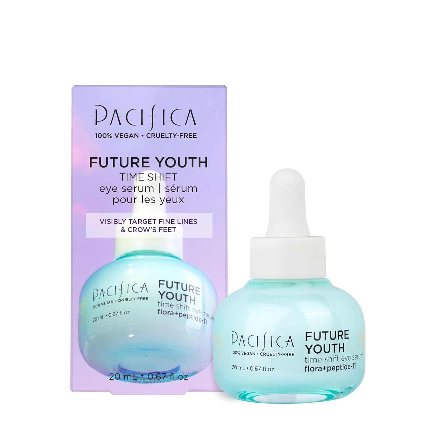 Pacifica Beauty Future Youth Time Shift Eye Serum, Skincare, Brightening, Dark Circles, Fine Lines, Skin Firming, Fragrance Free, Eye Cream, For All, Stressed, Aging Skin, Vegan, 0.67 fl oz (1 Count)