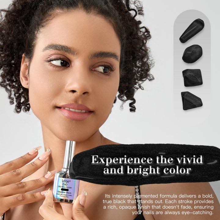 9D Cat Eye Gel Nail Polish Set, 15ml Obsidian Black Cat Eye Gel, Includes Silicone Handle Cylinder Magnetic Stick for Mesmerizing 9D Effects