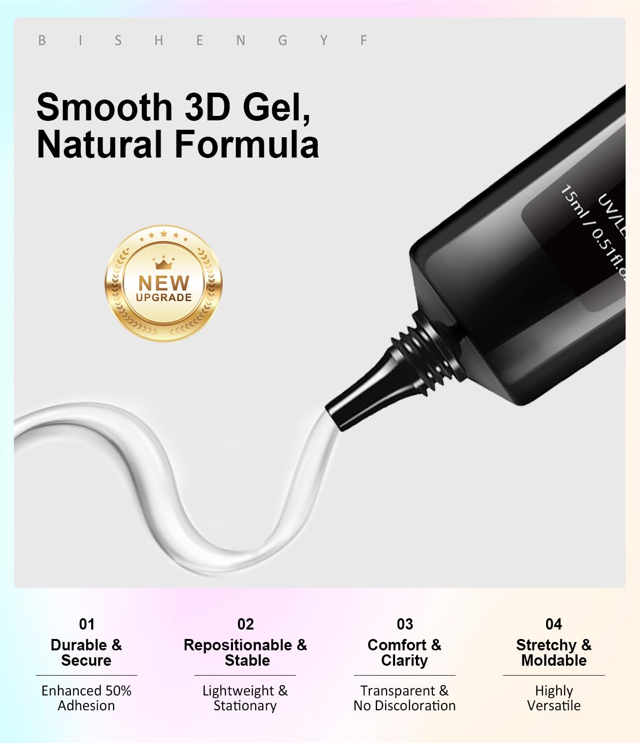 Clear 3D Nail Gel BISHENGYF: Super Shiny Pink White Clear Chrome Nail Powder 15g No Wipe 3D Sculpting Gel for Nail Art Non-Sticky Hand Hard Gel with Chrome Powder for Nails Art Home DIY