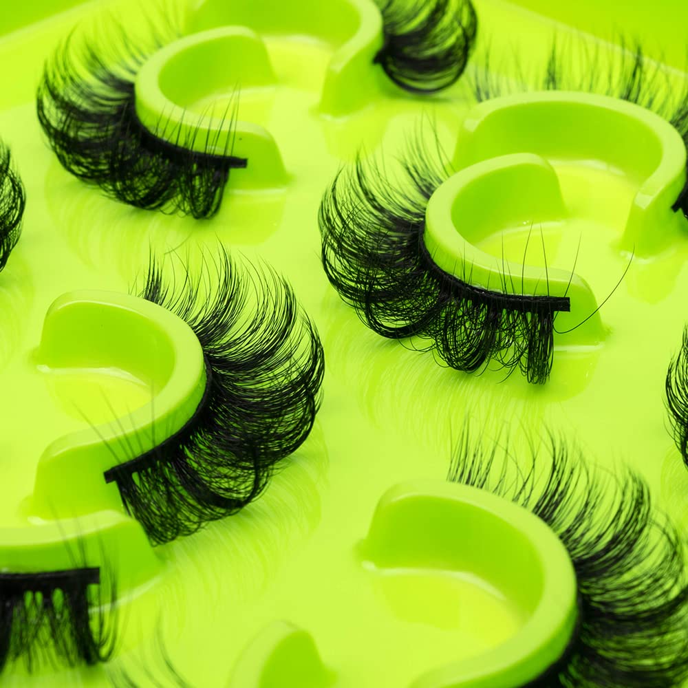 HBZGTLAD 6 Pairs Fluffy False Eyelashes Natural Faux Mink Strip 3D Lashes Pack(3DQG-104)