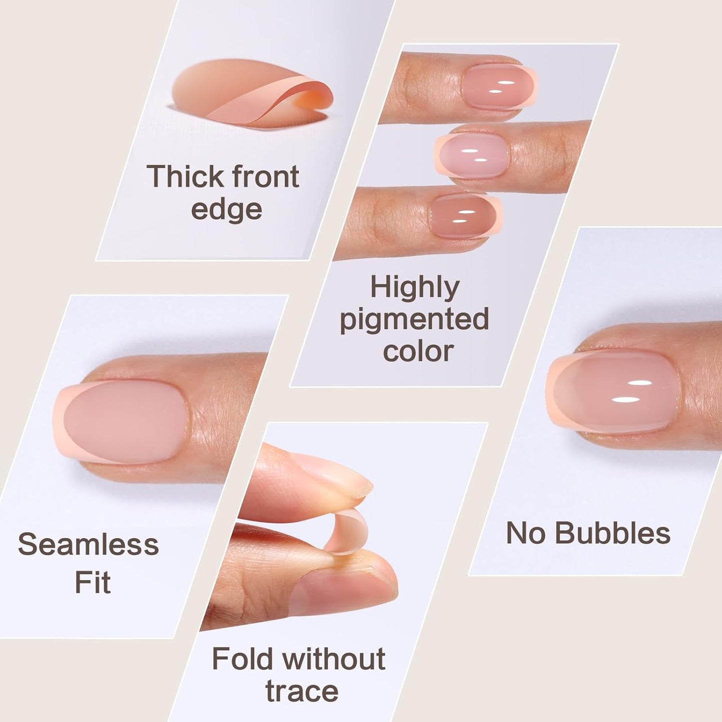 French Tip Press on Nails, 160PCS Gel Nail Tips with 5 Strips, 16 Sizes Pre-applied Primer Classic French Fake Nails, No Need to File, Almond Pink, DIY Nails Art Design Gifts for Women