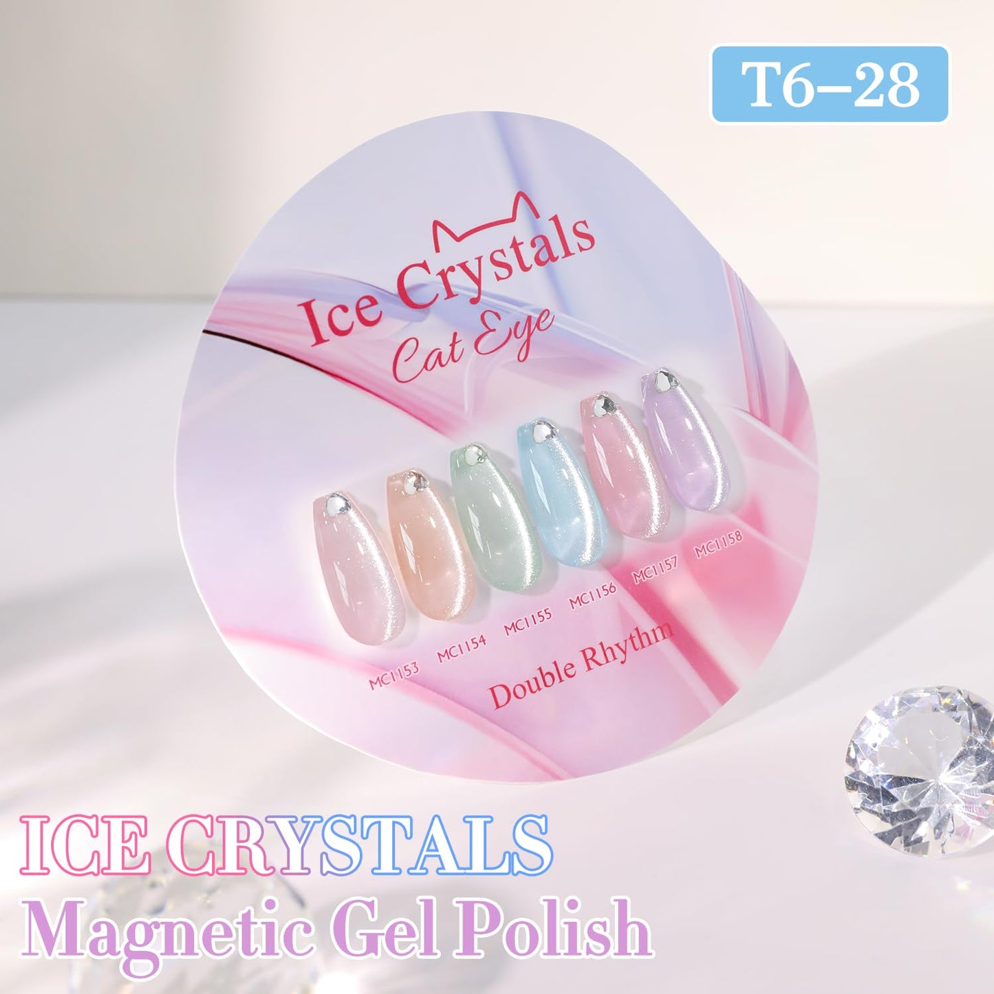 Double Rhythm 0.5 Oz Cat Eye Gel Polish with Magnet Same Color Same Bottle Holographic Glitter Shimmer Translucent Color Salon 15 ML Magnetic Nail Art (Purple Pink-MC1157)