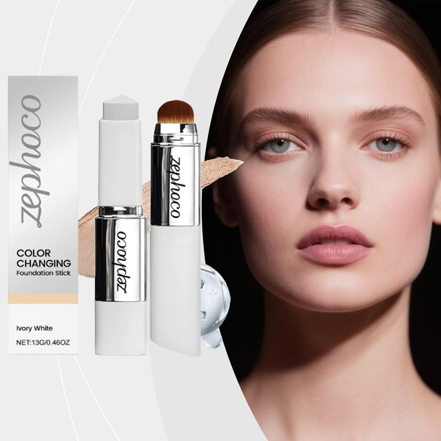 Blanc Cover Cream Stick, Color Changing & Brightening Makeup Base, Blanc Effect Cover Cream Stick for Smooth Hydrating Skin, Concealer & White Foundation for a Flawless Look (Natural)