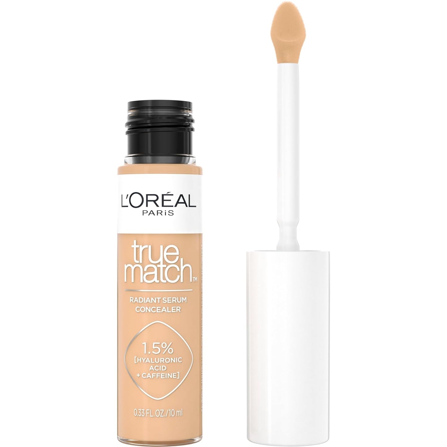 L’Oréal Paris True Match Radiant Serum Concealer, Brightening Under Eye Concealer Make Up with 1.5% Hyaluronic Acid and Caffeine, W6, 0.33 Oz