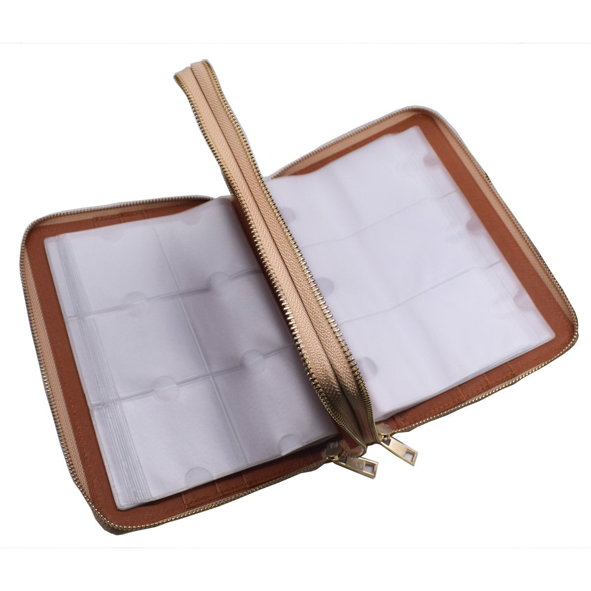 Mezerdoo 216 Slots Stamping Plate Holder Case Rainbow Laser Design Round Square Rectangular Nail Art Stamp Template Organizer 1pcs Empty Nail Art Plate Case Bag (gold - 216 Slots)