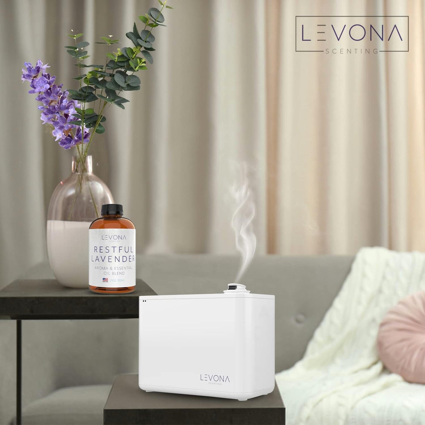Levona Scents Pure Essential Oils for Diffusers for Home Luxury Scents - Restful Lavender Essential Oil is A Floral Blend of Eucalyptus, Bergamot, Lavender - Aroma Diffuser Oil