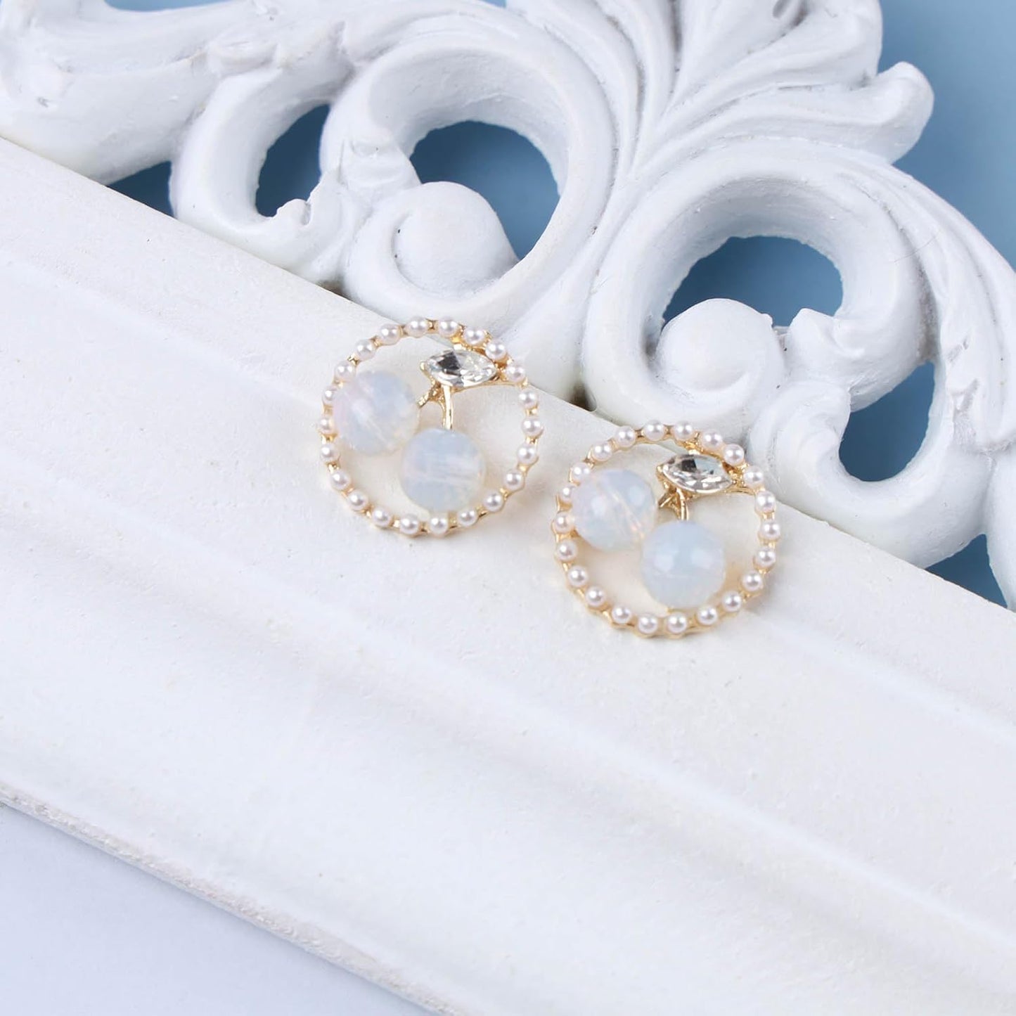 Vintage Circle Pearl Earrings Crystal Cherry Stud Earrings Gold Pearl Hoop Earrings Pearl Circle Earrings Jewelry for Women
