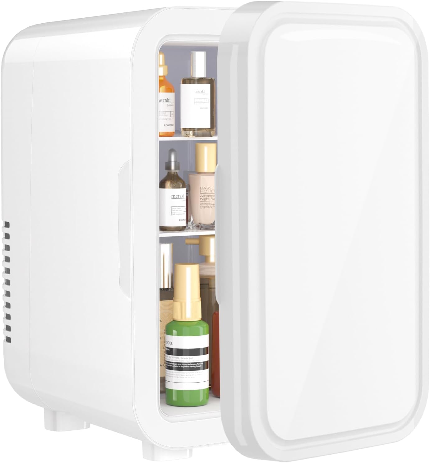 YASHE Mini Fridge, 6 Liter/8 Can 110V AC/DC Portable Thermoelectric Cooler Refrigerators for Bedroom, Skincare, Beverage, Office, Dorm Room and Car, White