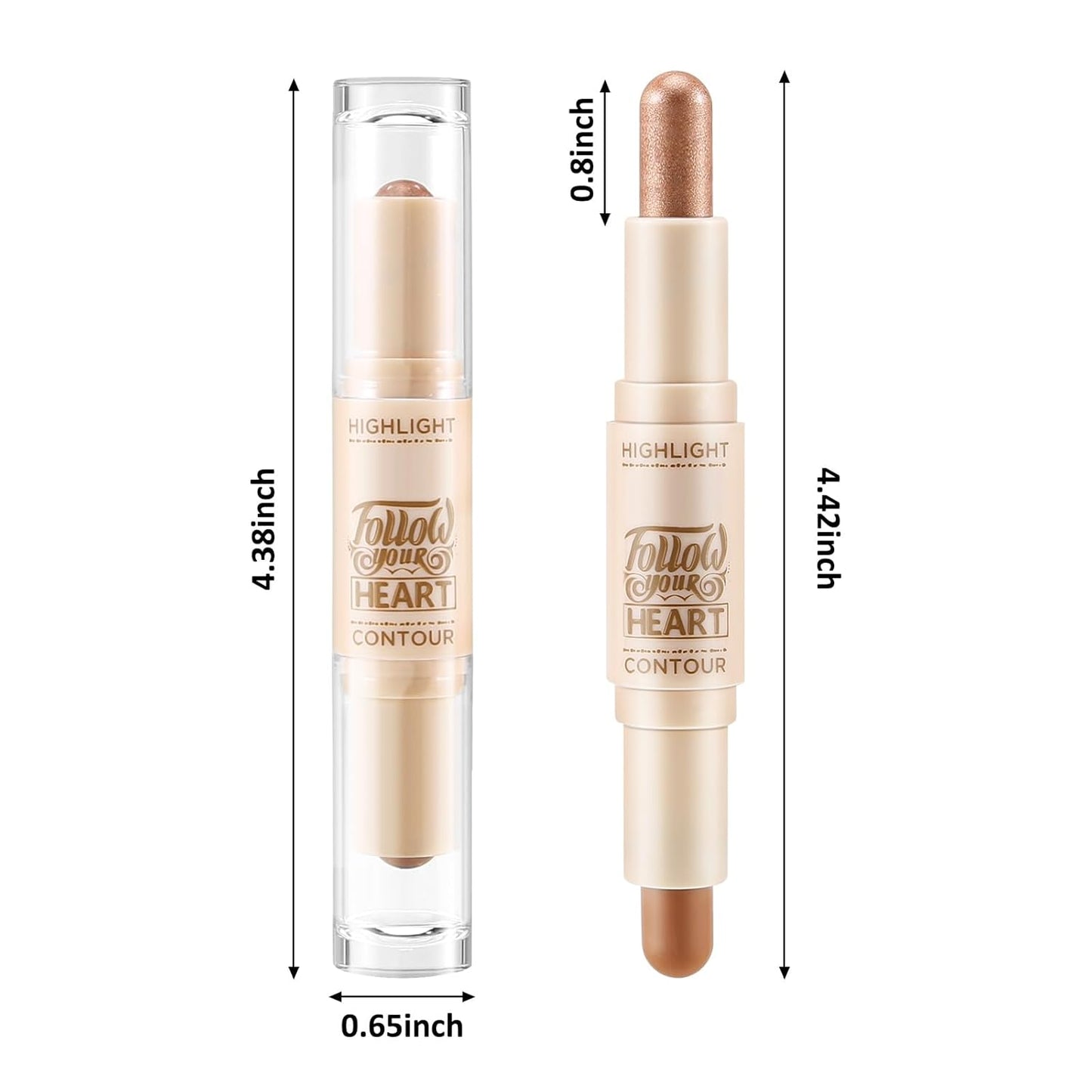 Boobeen 2 in 1 Contour Stick, Cream Bronzer Highlighter, Eyeshadow Pencil, Long-Lasting and Waterproof for All Areas of the Body