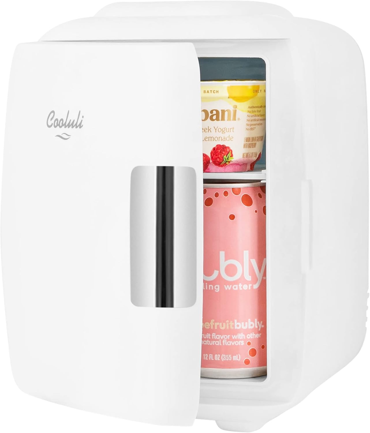 Cooluli Mini Fridge for Bedroom - Car, Office Desk & Dorm Room - Portable 4L/6 Can Electric Plug In Cooler & Warmer for Food, Drinks, Skincare Beauty & Makeup - 12v AC/DC & Exclusive USB Option, White