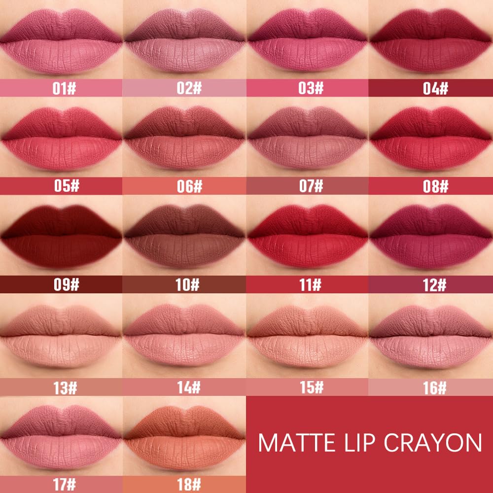 BINGBRUSH Matte Lip Crayon Set – Longwear, Waterproof, Velvet Finish, Built-in Sharpener, Smooth Lip Liner & Gloss (01#+02#, 2 Count (Pack of 1))