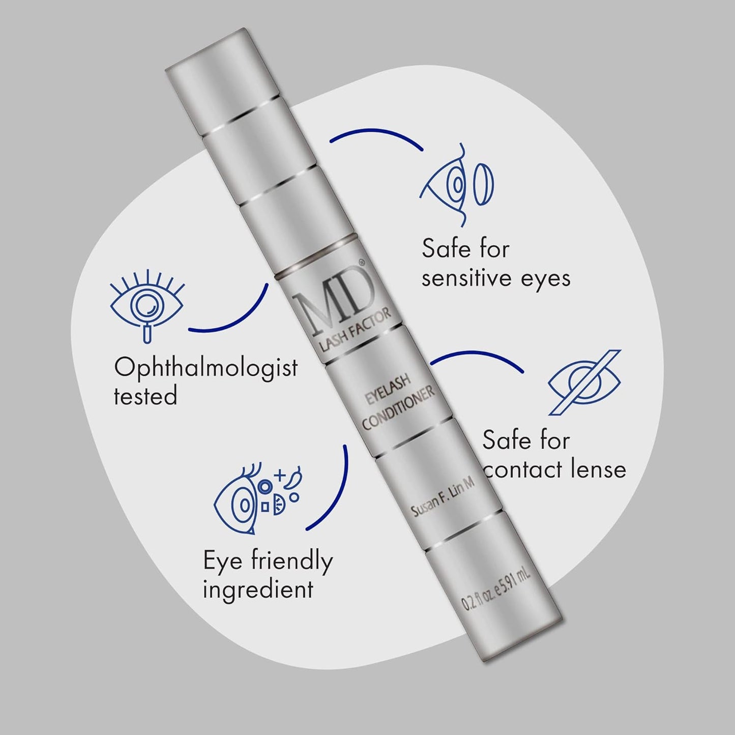 MD Lash Factor Eyelash Conditioner – 0.2 fl oz, 6-Month Supply – Peptide + Biotin Serum for Fuller, Thicker Lashes, Ophthalmologist-Tested