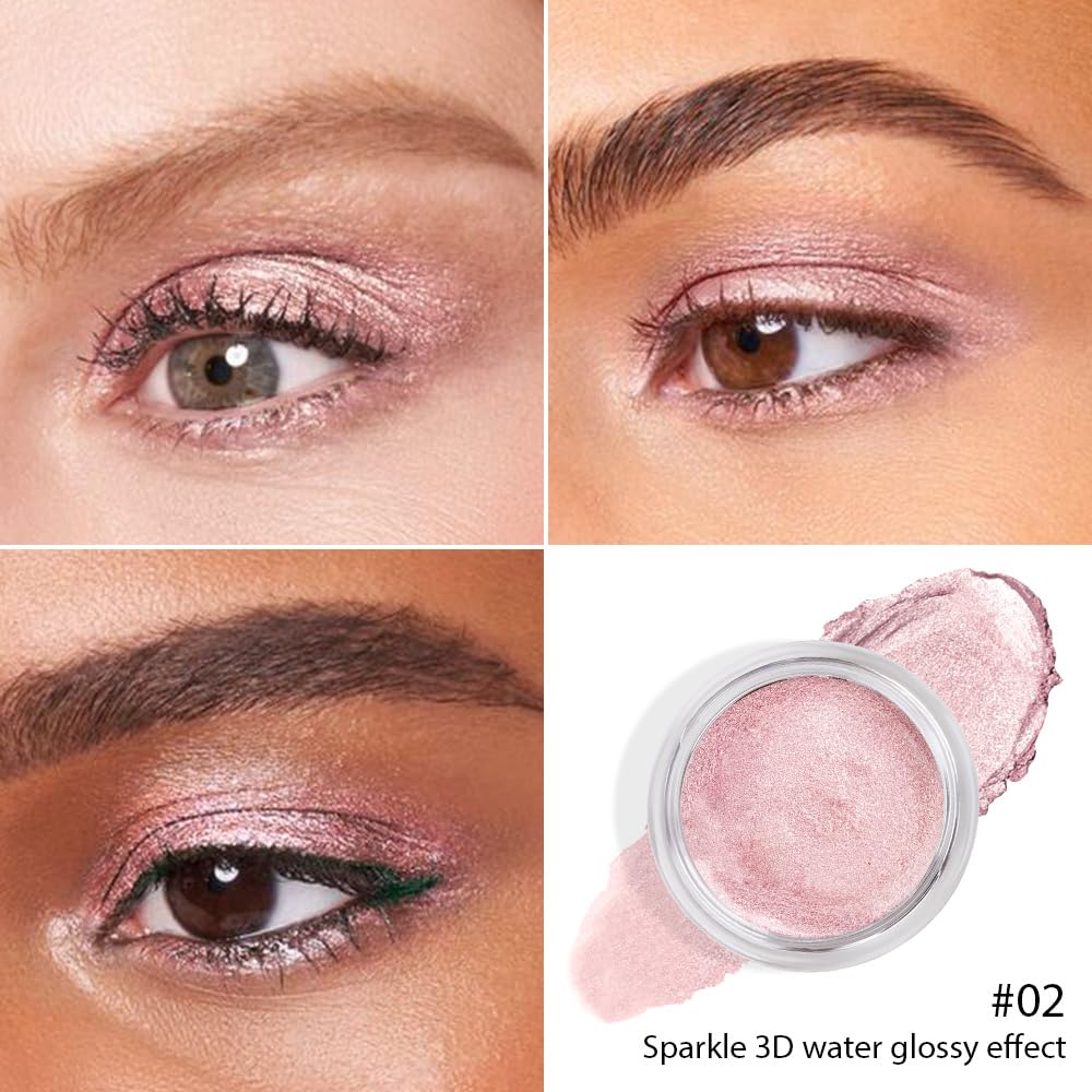 Cream Glitter Pale Pink Shimmer Metallic Eyeshadow Palette Makeup, Natural Single Mini Instant Holographic Eyeshadow For Women, Sombras Crema Para Ojos, Talc, Paraben & Cruelty Free