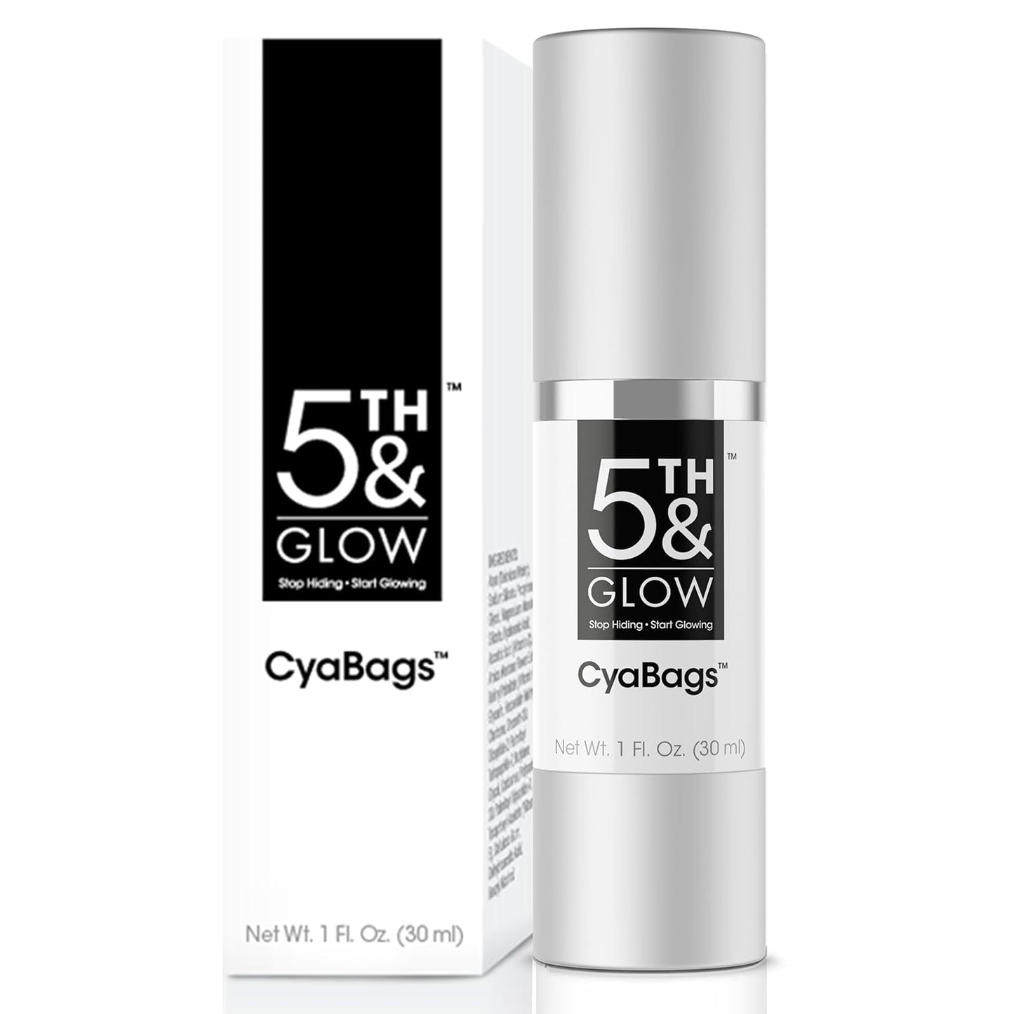 5th & Glow Cyabags - Instant Under Eye Bag Remover Serum For Dark Circles & Puffy Eyes Reduction - Hyaluronic Acid & Vitamin C Cream for Fine Lines, Wrinkles & Crowsfeet, 1 oz