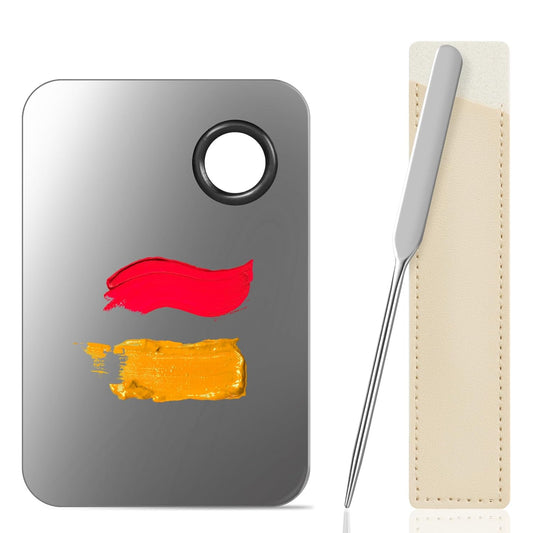 3PCS Makeup Mixing Palette, Stainless Steel Cosmetic Makeup Palette With Spatula Makeup Artist Tool, Professional Cosmetic Mixing Makeup Palette For Mixing Eye Shadow/Eyelash/Nail Art/Foundation