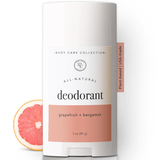 Rowe Casa Organics Grapefruit + Bergamot Deodorant for Men and Women, Sweet and Citrusy Paraben-Free Deodorant Stick with Therapeutic-Grade Essential Oils, 2 oz
