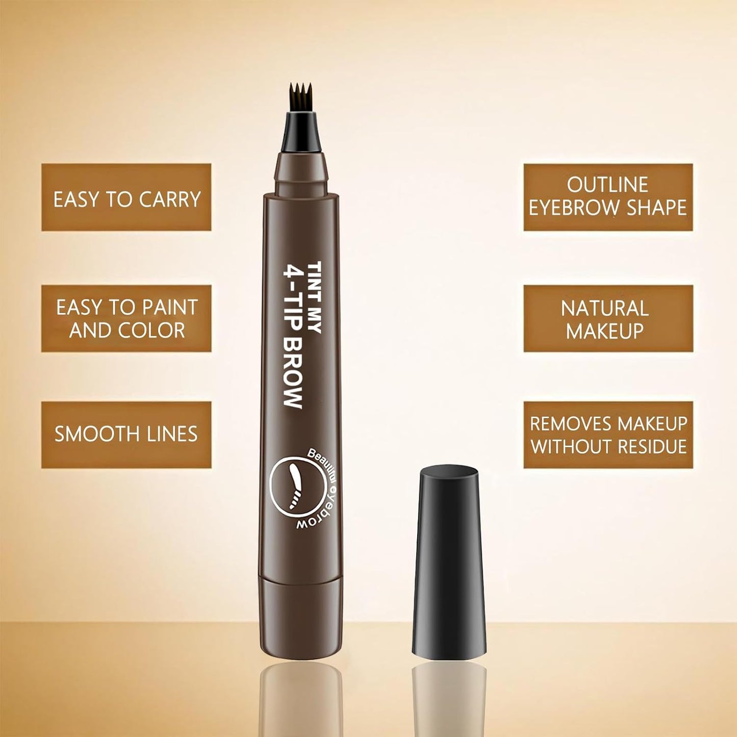 2025 Upgraded Magic Eyebrow Pencil for Women, Long-Lasting Ultra-Fine Tip Waterproof Eye Brow Pencils with 4 Fork, Smudge-Proof Natural Brow Makeup for Women - Dark Brown