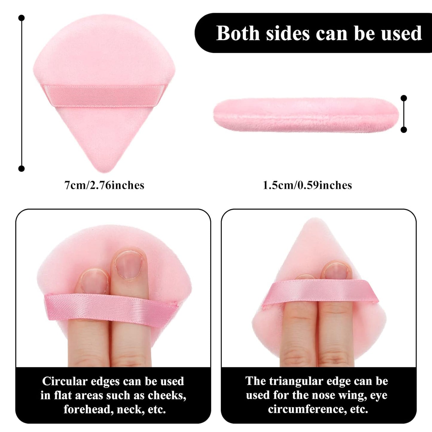 Maitys 12 Pieces Powder Puff Triangle Face Makeup Cosmetic for Loose Powder Soft Body Washable Reusable Foundation Sponge Mineral Wet Dry Makeup Tool for Women(Small,Pink)