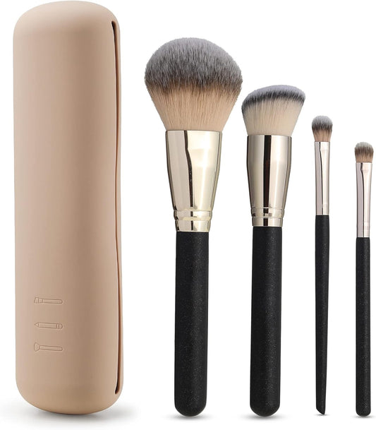 FERYES Large Travel Makeup Brush Holder with 4Pcs Makeup Brushes