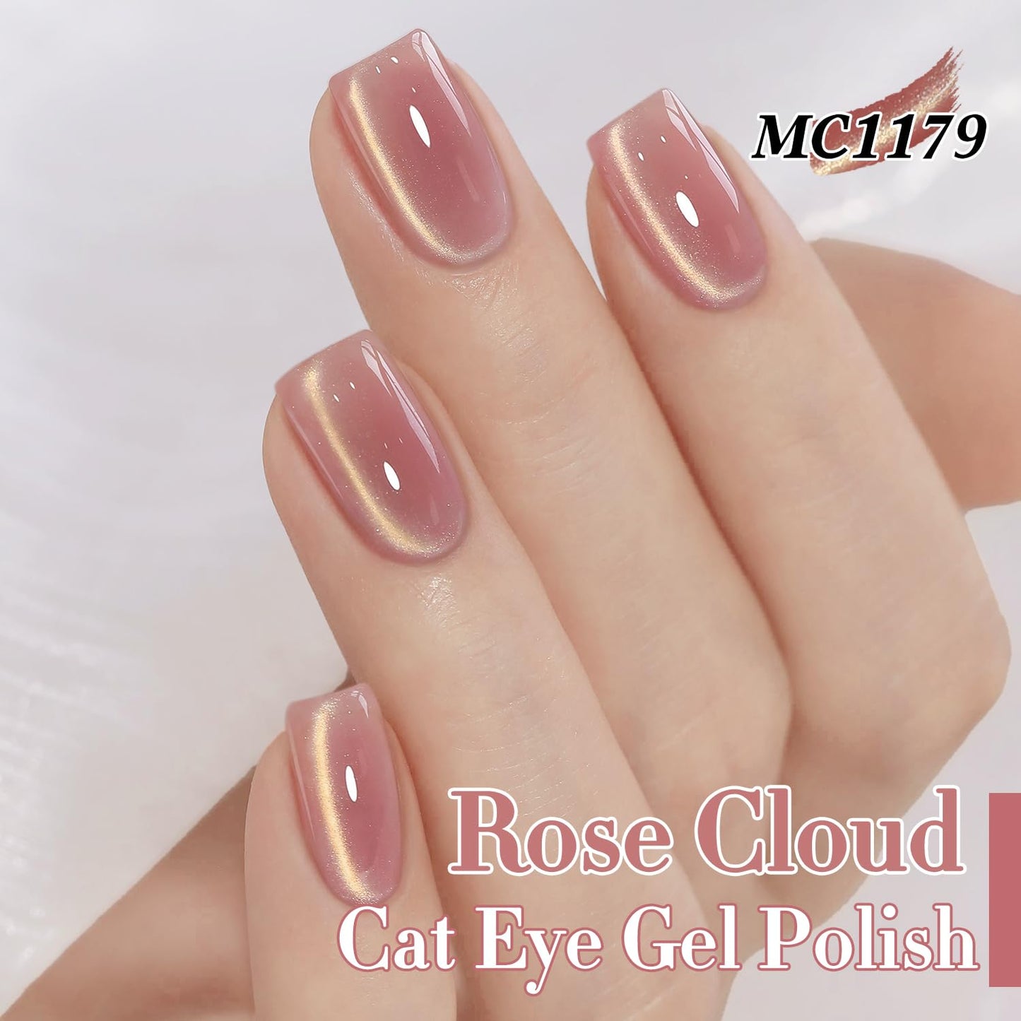 Double Rhythm 0.5 Oz Cat Eye Gel Polish with Magnet Same Color Same Bottle Holographic Glitter Shimmer Translucent Color Salon 15 ML Magnetic Nail Art (Nude Pink-MC1179)