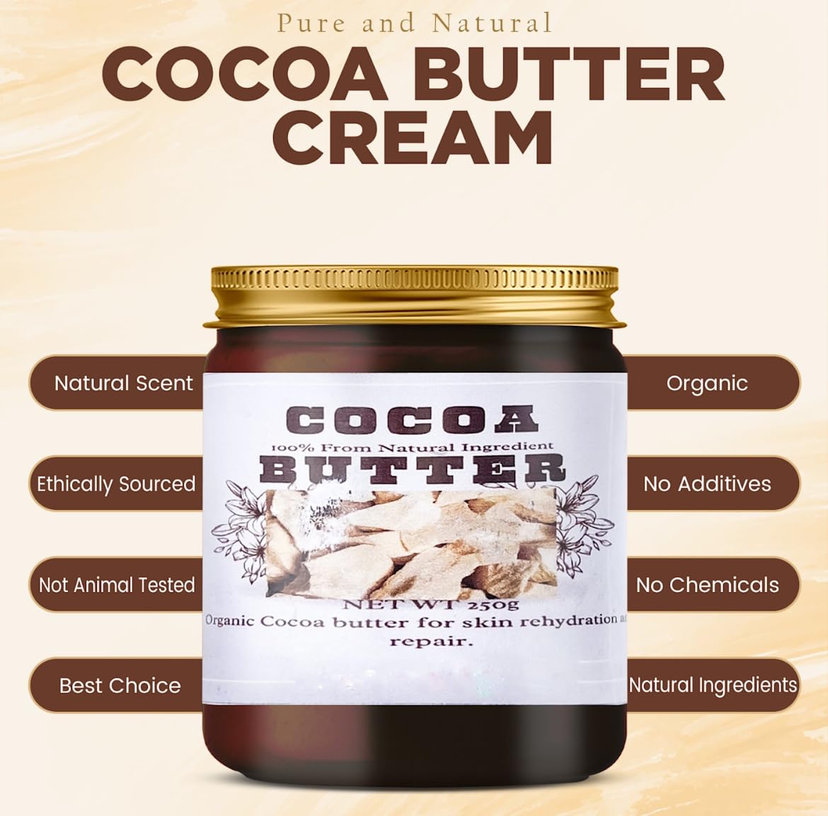Cocoa Butter for Skin Care, Moisturizing and Nourishing, 1 Ounce (Pack of 1)