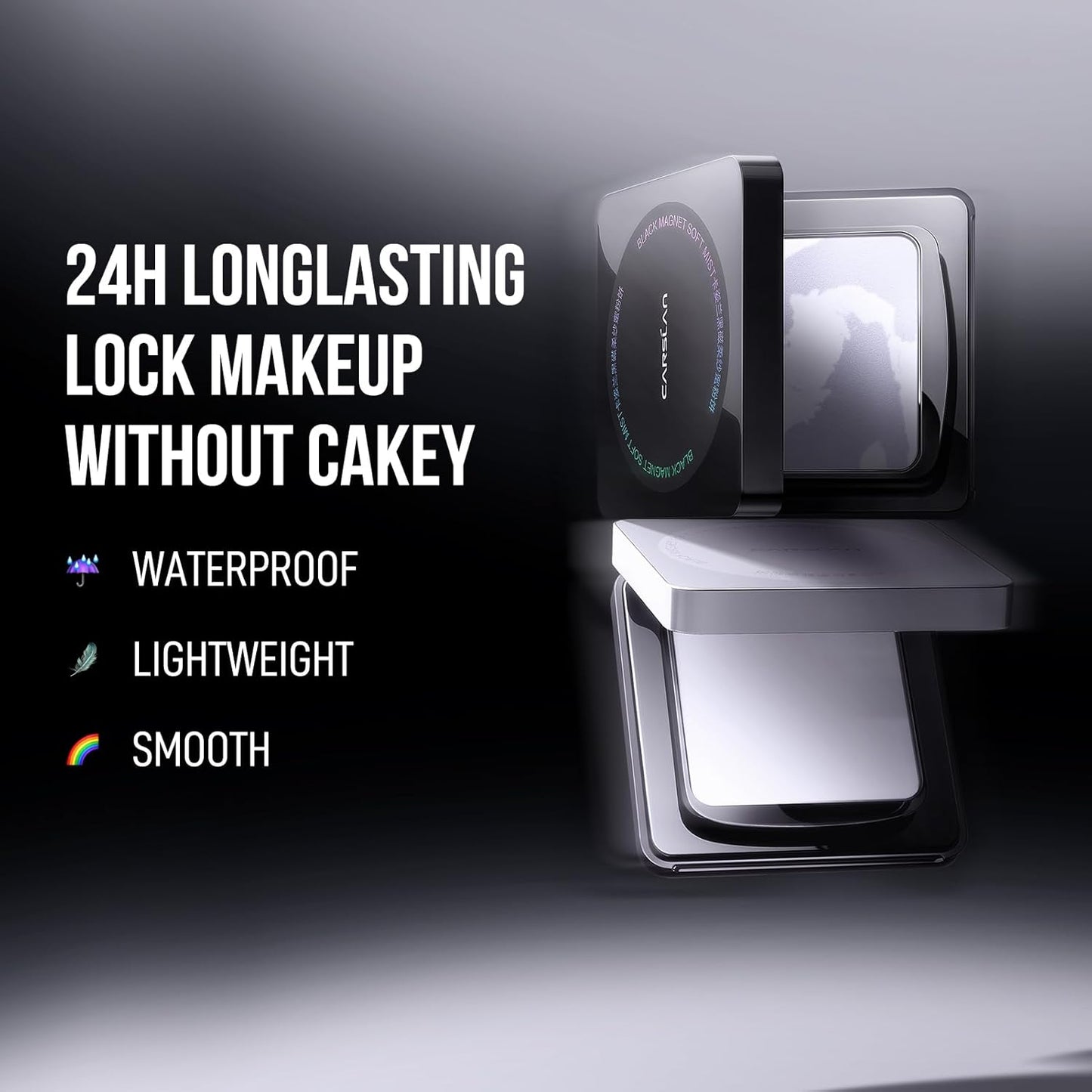 Oil Control Face Pressed Powder Compact, 24H Longlasting Waterproof Pressed Setting Powder Foundation Makeup, Shine Free, Poreless, Smooth, 03 Light Purple for dry skin (0.28Oz)