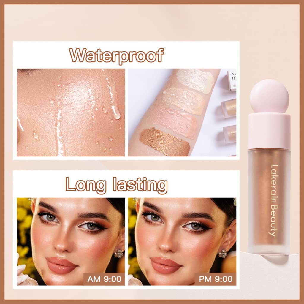 UNYOKE Liquid Highlighter, Highlighter makeup Stick，Makeup Highlighter Face Illuminator, Beauty Glow Highlight Body Shimmer, Waterproof Smooth Cream Highlighter, Longlasting Liquid Highlighter, Body Highlighter.-04#