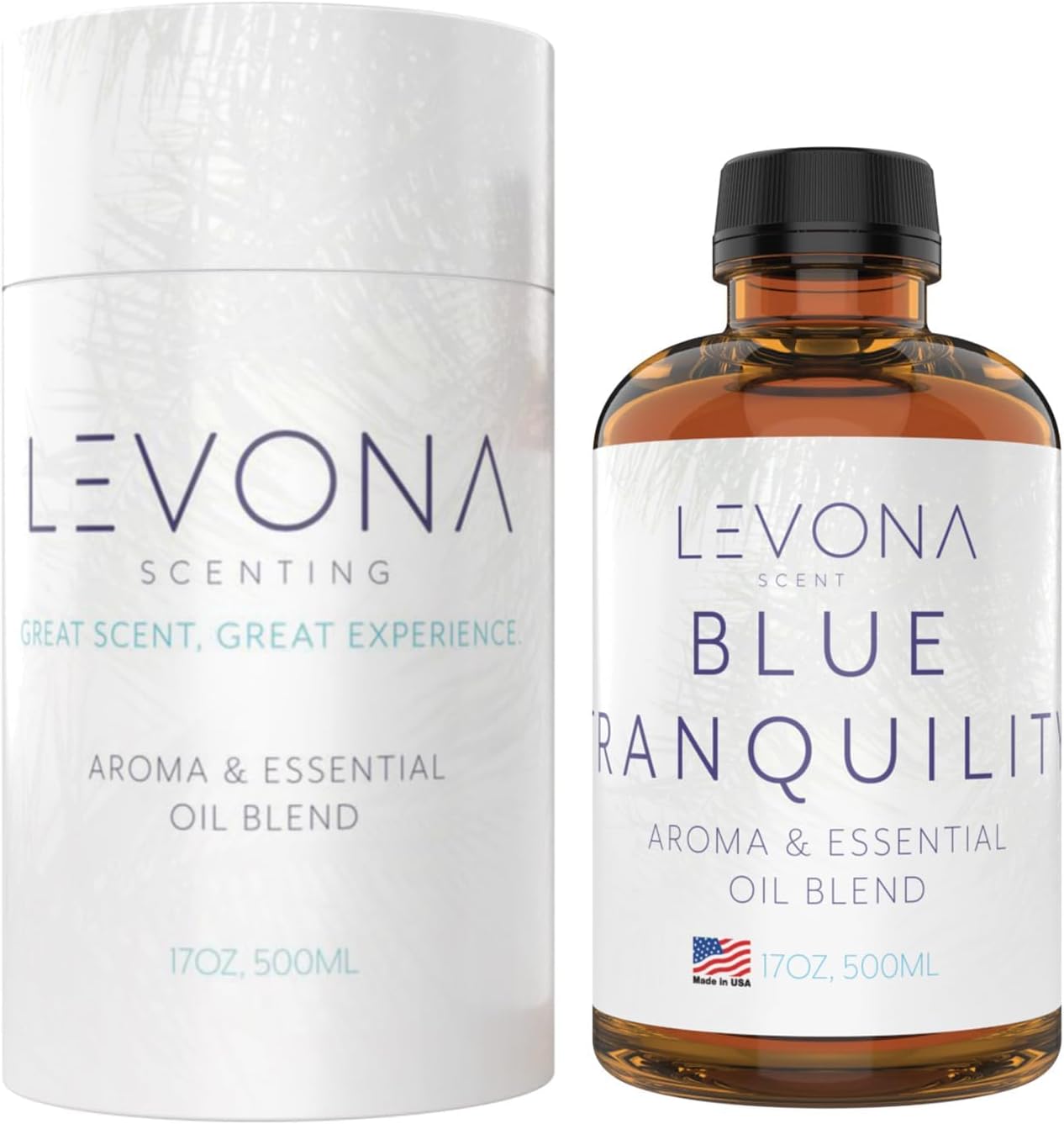Levona Scent Pure Essential Oils: Blue Tranquility Aromatherapy Oils - Home Luxury Scents for Diffusers For Home, Hotel & Office - Scented Fragrance Oil Blends - Essential oil for Humidifiers - 500 Ml