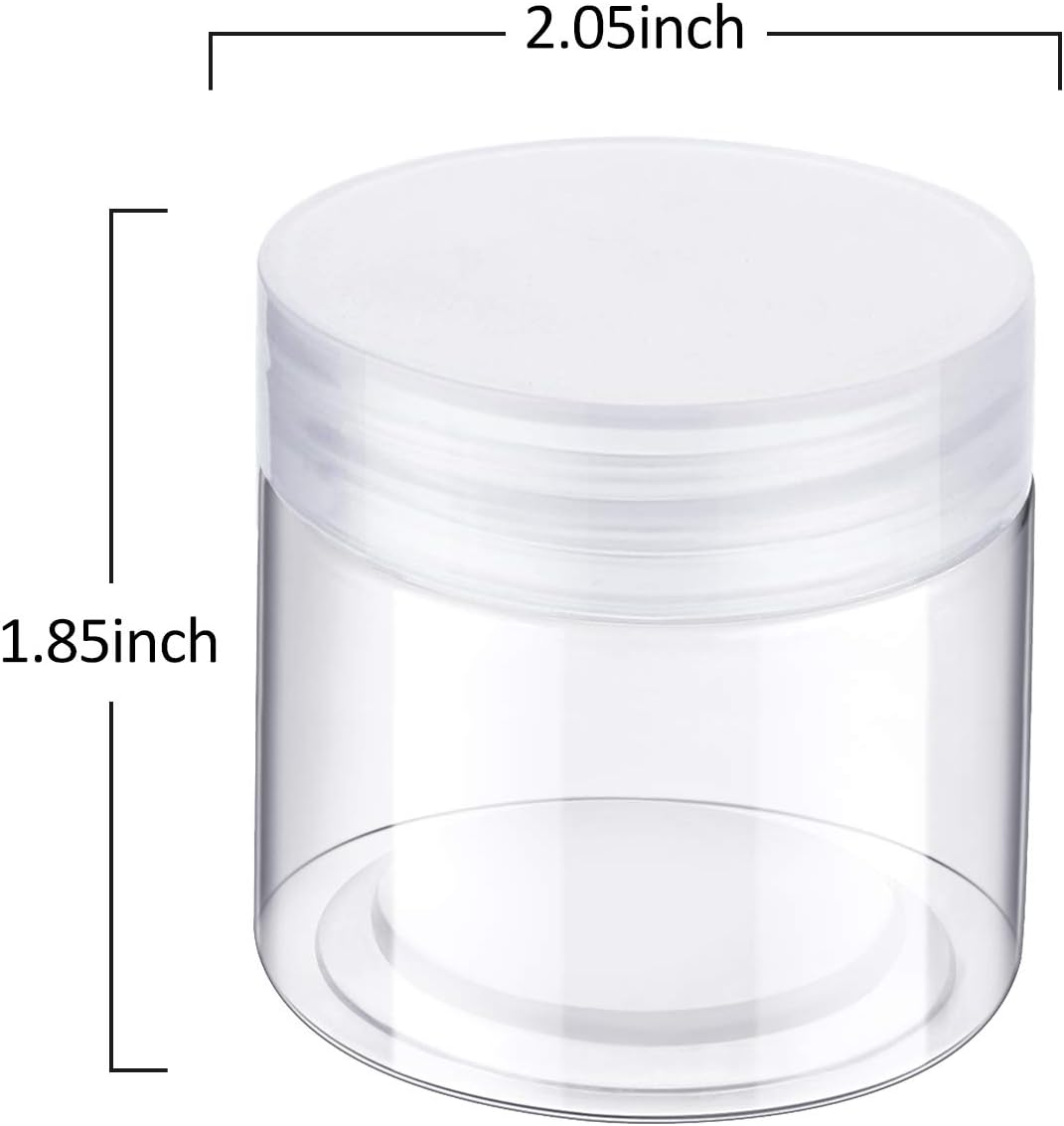 SATINIOR 24 Pieces Empty Clear Plastic Jars with Lids Round Storage Containers Wide Mouth for Beauty Product Cosmetic Cream Lotion Liquid Butter Craft and Food(Clear Lid,3 oz)
