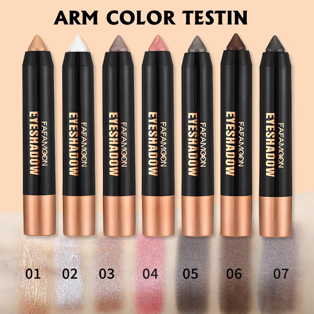 2Pcs Monochrome Cream Shimmer Glitter Eyeshadow Pencil Stick for Women, Eye Shadow Eyeliner Pencil Sticks Makeup, sombras para ojos, Waterproof, Vegan & Cruelty-Free, (03+05, 2Pcs)