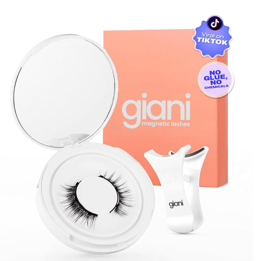 Giani Magnetic Eyelashes with Applicator - Reusable Magnetic Lashes Kit - Natural Soft Looking False Eyelashes - Applicator and Mirror Case Included - No Glue or Eyeliner Needed - Full Style