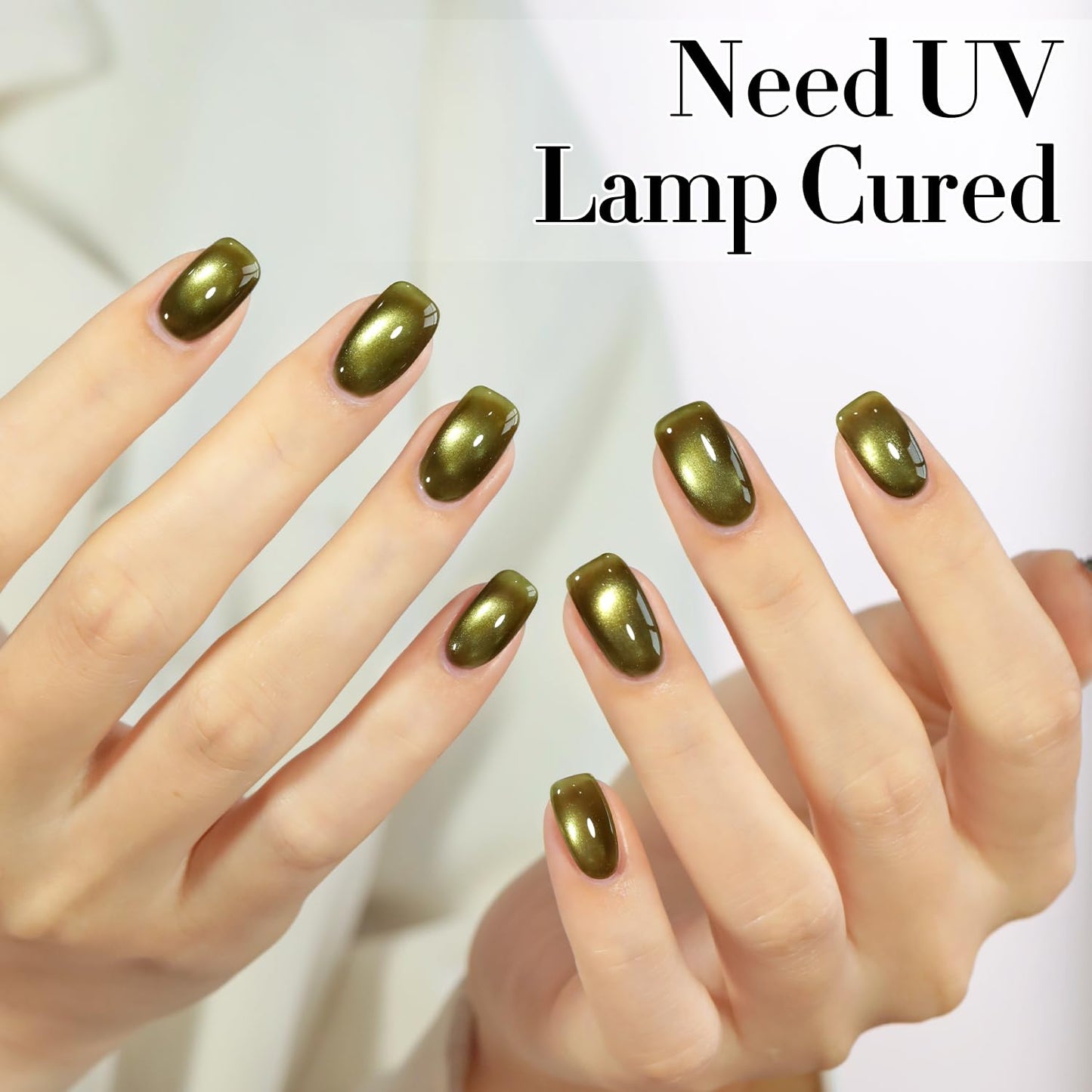 Double Rhythm 0.5 Oz Cat Eye Gel Polish with Magnet Same Color Same Bottle Holographic Glitter Shimmer Translucent Color Salon 15 ML Magnetic Nail Art (Sage Green-MC1277)