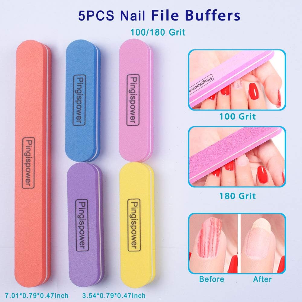 Nail Files and Buffers, 20PCS Professional Emery Board Nail File for Natural & Acrylic Nails, Reusable & Washable 100/180 & 600/3000 Grit Nail Buffer Block for Women Home and Salon