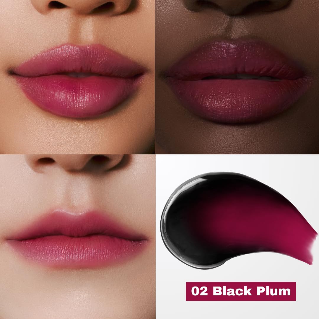 MILKTOUCH Black Peel Off Lip Tattoo - Long-Lasting Matte Lip, Waterproof & Transfer-Proof, Highly Pigmented, Stay-On-All-Day Lip Tint Stain (4.5g) #02 Black Plum