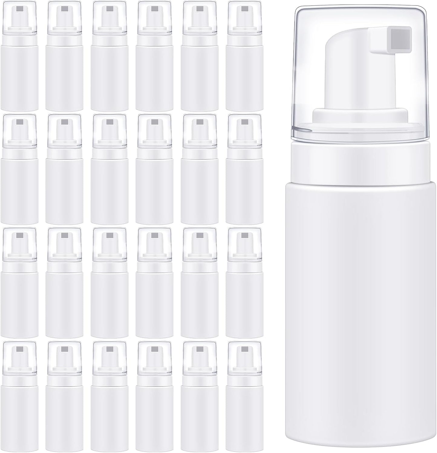 50pcs Foam Pump Bottles 1oz/30ml Plastic Mini Empty Dispenser DIY Travel Face Cleanser Mousse Soap Foam Bottle Refillable Hand Soap Eyelash Shampoo Cosmetics Portable Travel Pack(White)