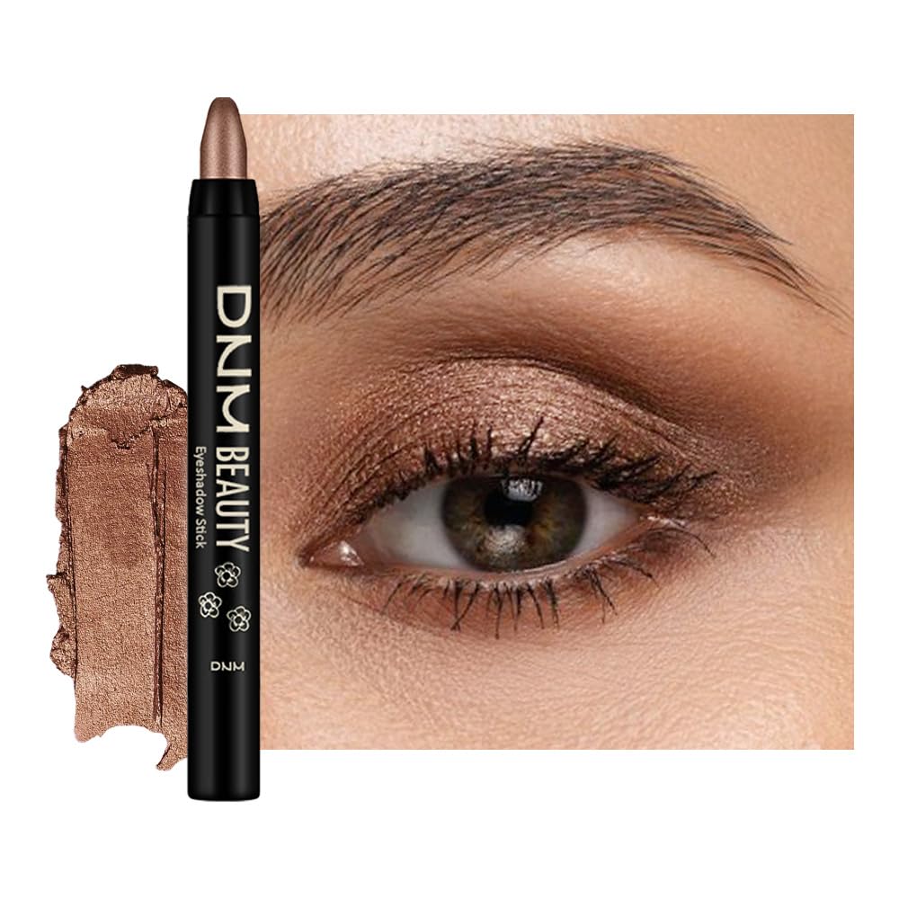 Copper Brown Shimmer Cream Eye Shadow Stick Makeup for Women, Shimmer Eyeliner Pencil Eyeshadow Brightener Stick for Eyes, Waterproof Eyeshadow Applicator Blendable sombras para ojos 73#