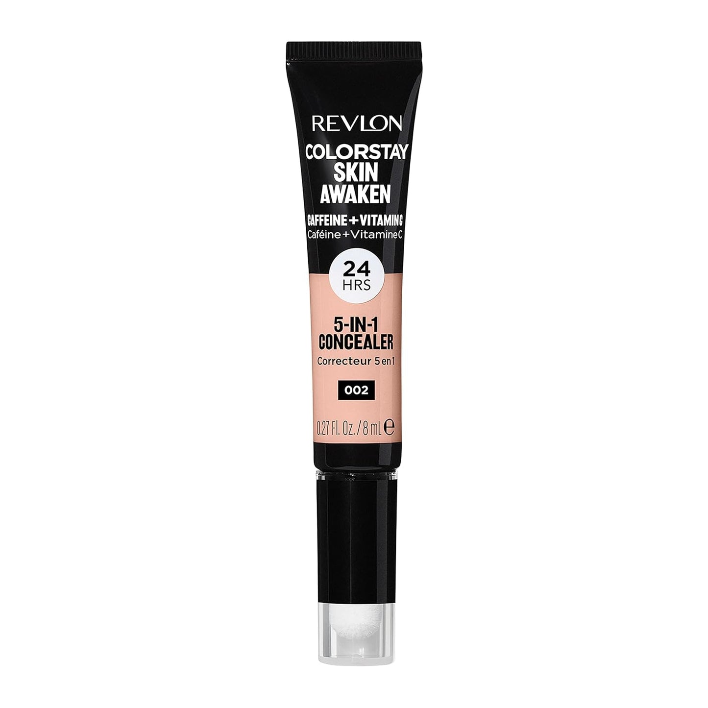 Revlon ColorStay Skin Awaken 5-in-1 Concealer, Lightweight, Creamy Longlasting Face Makeup with Caffeine & Vitamin C, For Imperfections, Dark Circles & Redness, 002 Universal Brightener, 0.27 fl oz