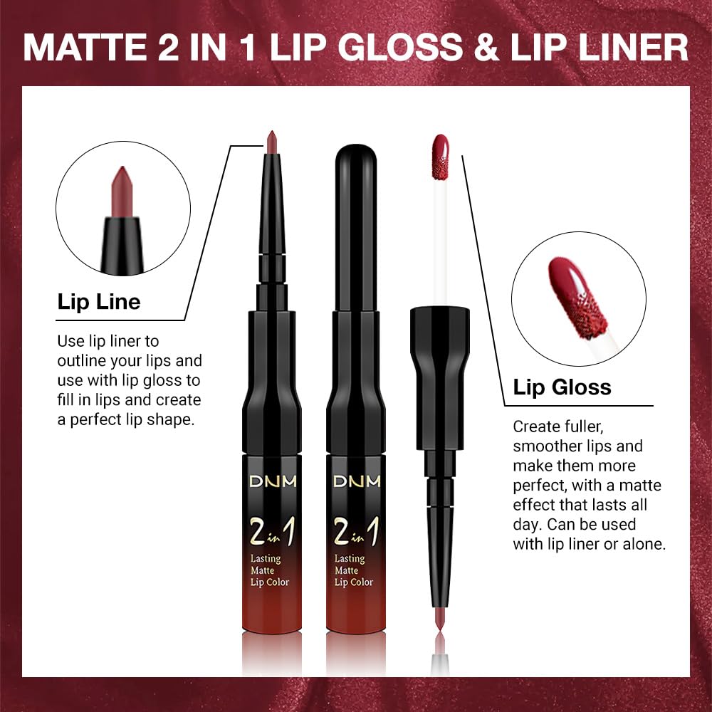 evpct 1Pcs Dark Oxblood Red Matte Lip Liner and Liquid Lipstick Stain Makeup Set for women, Red Long Lasting Smudge Proof Lipstick labiales matte mate larga duracion listip 24 hours originales, 30#