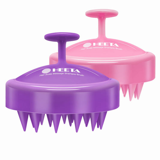HEETA Scalp Massager Hair Growth 2-Pack, Soft Silicone Scalp Scrubber Shampoo Brush for Exfoliation Dandruff Removal Head Massage Stress Relax, Wet & Dry Use for Women Men Thick Thin Curly Hair Care