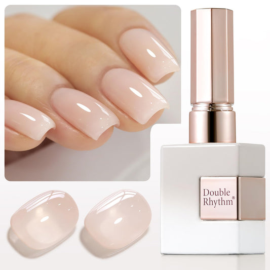 Double Rhythm 0.50 OZ Translucent Gel Polish Same Color Same Bottle Sheer Pastel Neutral Natural Milky 15 ML Jelly UV Nail Art DIY at Home (Beige Nude-A1511)