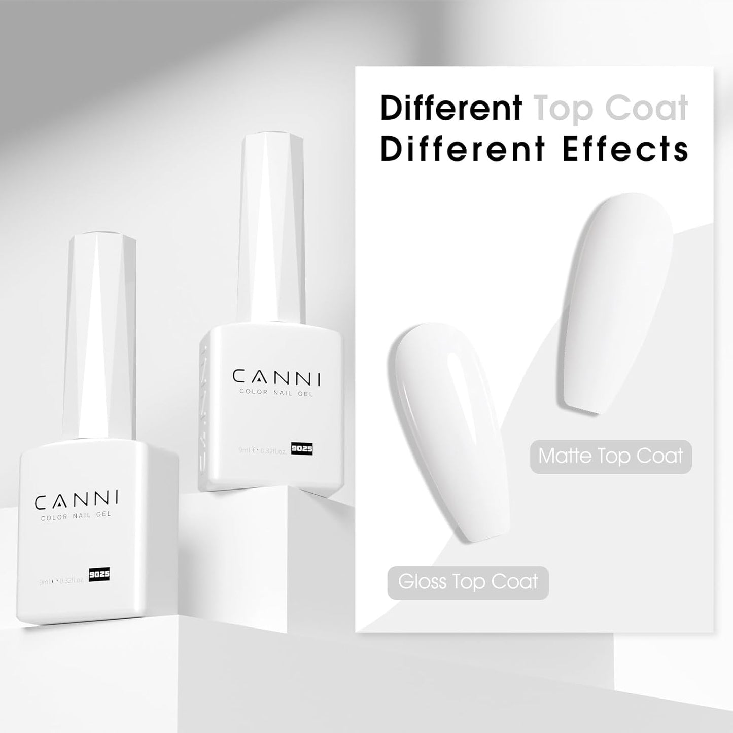 CANNI White Gel Polish – 1 Pc Pure White, High Gloss UV/LED Soak-Off Gel Nail Polish for French Manicure, DIY & Salon Quality for Grils & Women