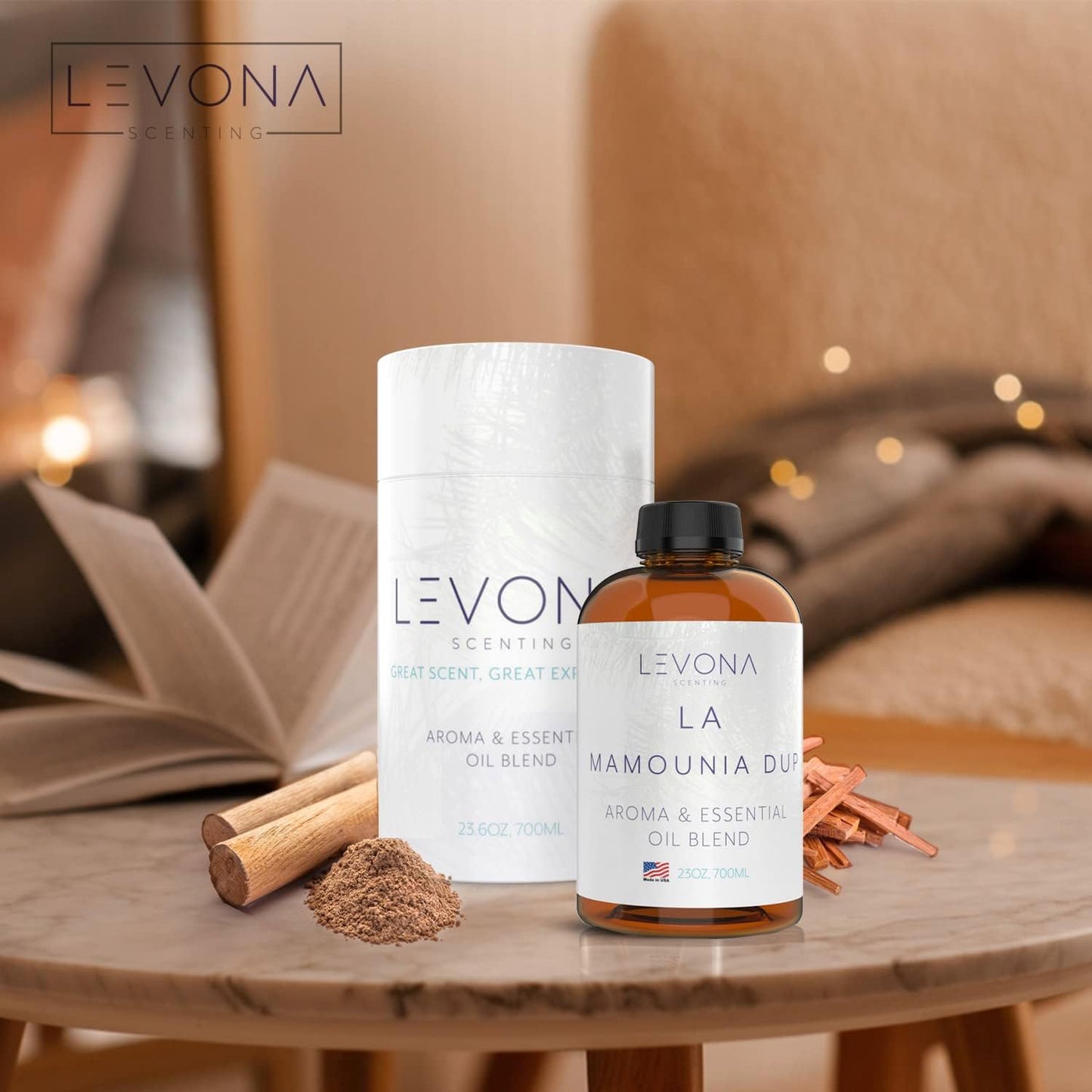 Levona Scent Aroma Diffuser Oil: Oil Diffuser Essential Oils for Diffusers for Home Luxury Scents - La Mamounia Dup Fragrance Oil - Clean & Fresh with Notes of Citrus, Rosewood, Amber & Pine -700 Ml