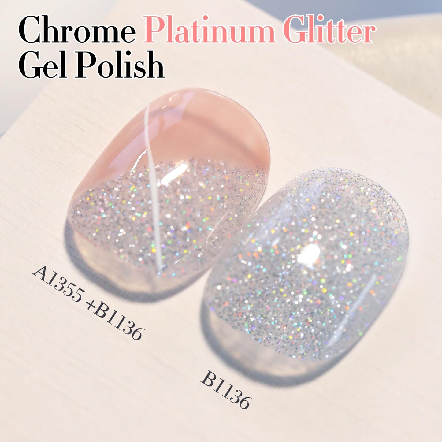 Double Rhythm 15ML Glitter Gel Polish Shimmer Reflective Holographic Color Magnetic for Nail Art Salon DIY at Home (B1136)